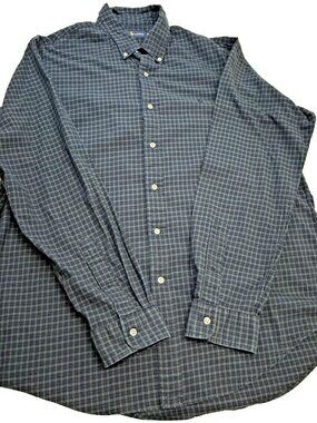 Ralph Lauren button down dress shirt green and blue checkered pattern SZ XL